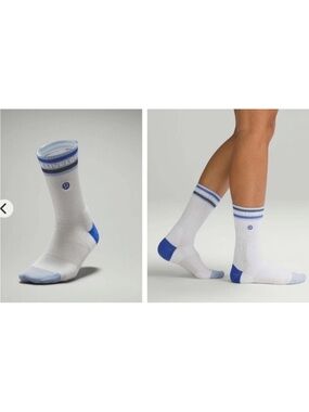 NEW Lululemon Daily Stride Crew Socks Adult Size Large White Blue Live love